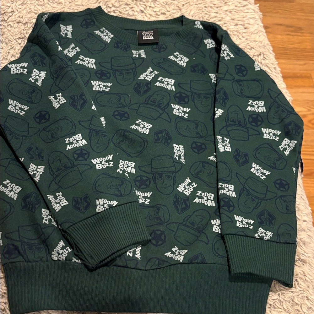 Disney Toy Story Sweatshirt Toddler 4T Green NEW‎ Woody Buzz All Over Print